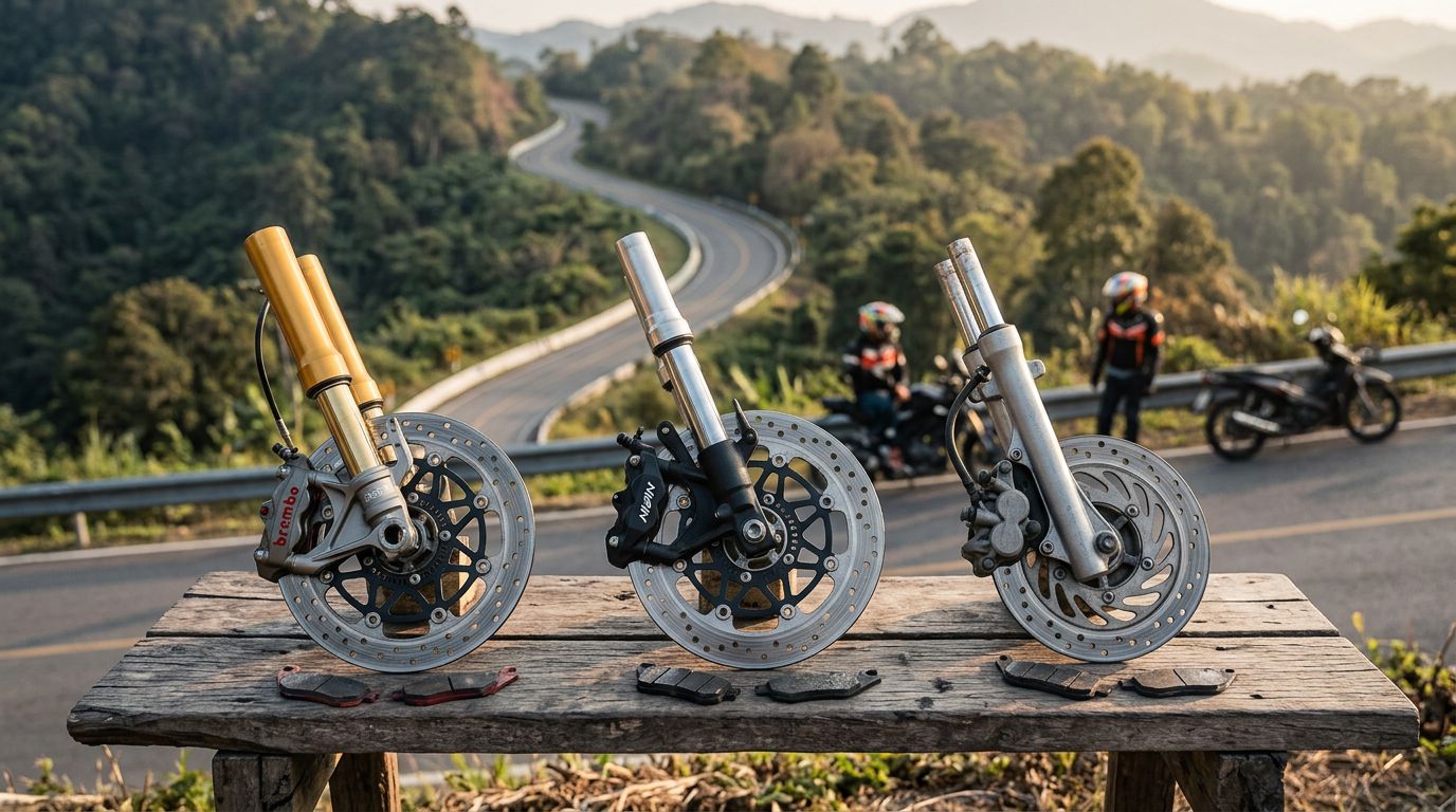 Brembo vs Nisin vs ผ้าเบรกของศูนย์ ทนความร้อนต่างกันยังไง และเลือกแบบไหนไม่ให้เบรกลื่นตอนลงเขา