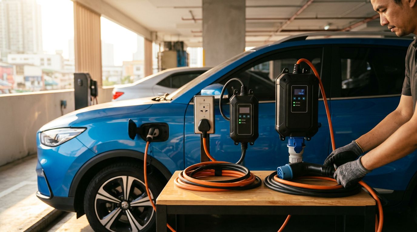 ชุดชาร์จ EV พกพา 3.7kW vs 7kW เทียบให้ชัดก่อนจ่ายเงินซื้อผิด
