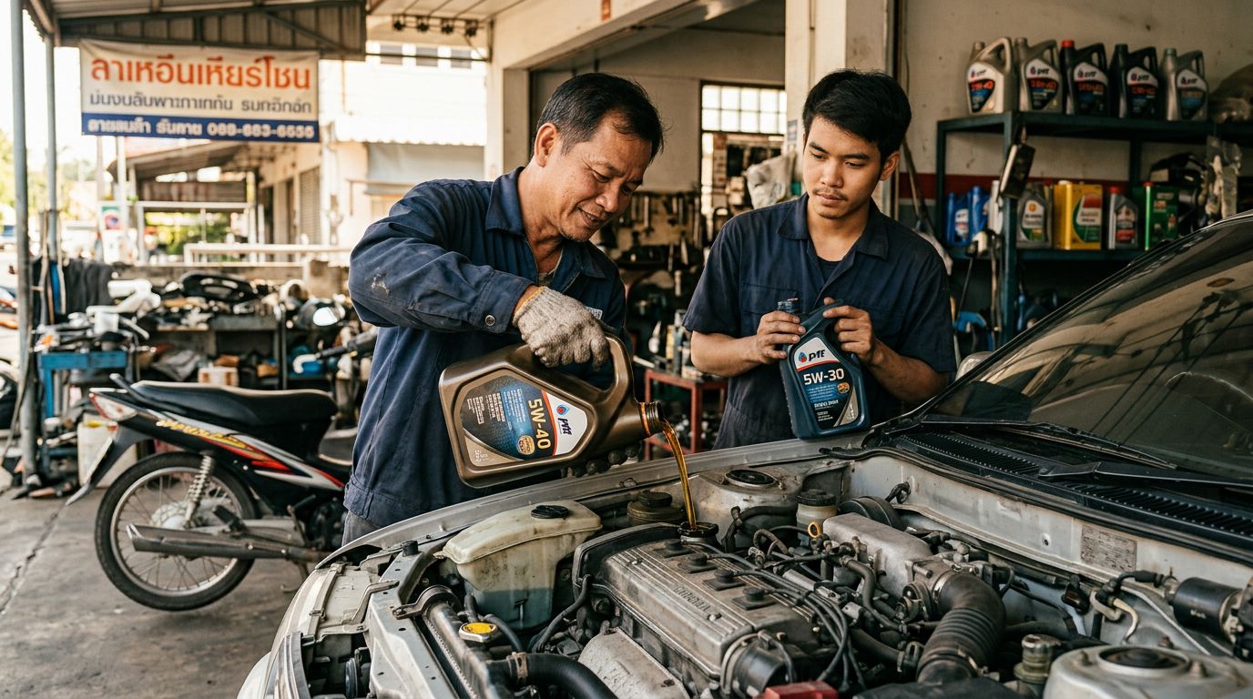 น้ำมันเครื่อง 5w-40 ใช้แทน 5w-30 ได้จริงไหม และผลเสียระยะยาวที่รถเก่าต้องระวัง
