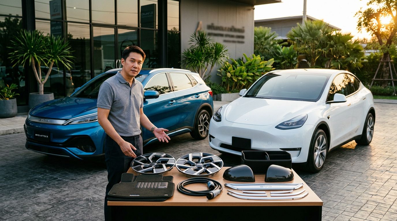 ของแต่ง EV ตรงรุ่น BYD และ Tesla ต้องซื้อจากศูนย์จริงไหม เทียบให้เห็นก่อนตัดสินใจ
